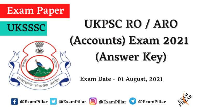 UKPSC RO ARO Accounts Exam 01 Aug 2021 Official Answer Key