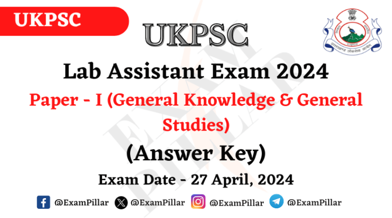 Ukpsc Lab Assistant Exam Paper I Gk Gs April Answer Key