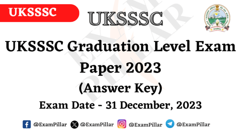 UKSSSC VDO VPDO Exam Paper - 31 Dec 2023 (Answer Key)