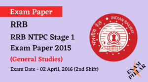 RRB NTPC Stage 1 Exam Paper