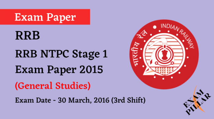 RRB NTPC Stage 1 Exam Paper - 30 March 2016