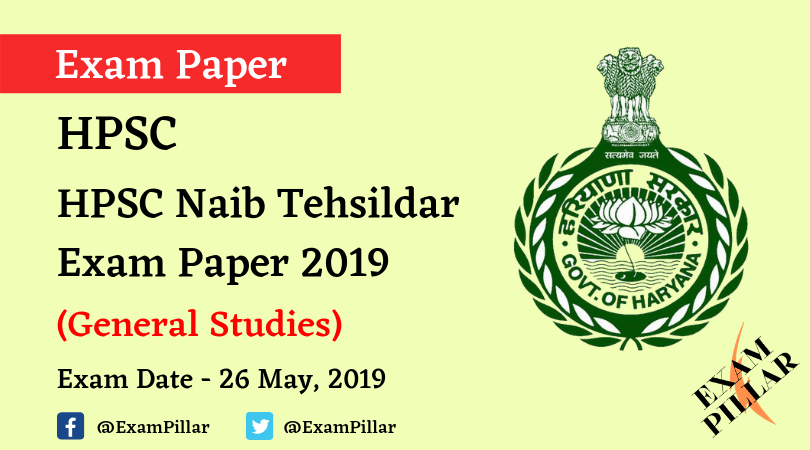 HPSC Naib Tehsildar 26 May 2019 Answer Key