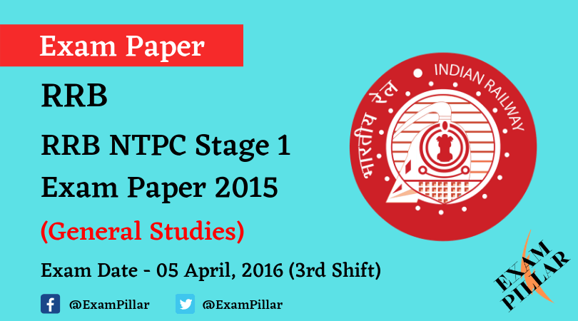 RRB NTPC Stage 1 Exam Paper - 05 April 2016 (3rd Shift)