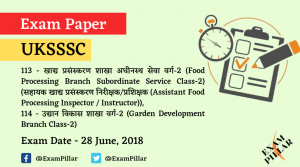 UKSSSC 28 June 2019 Third Shift Paper Answer Key