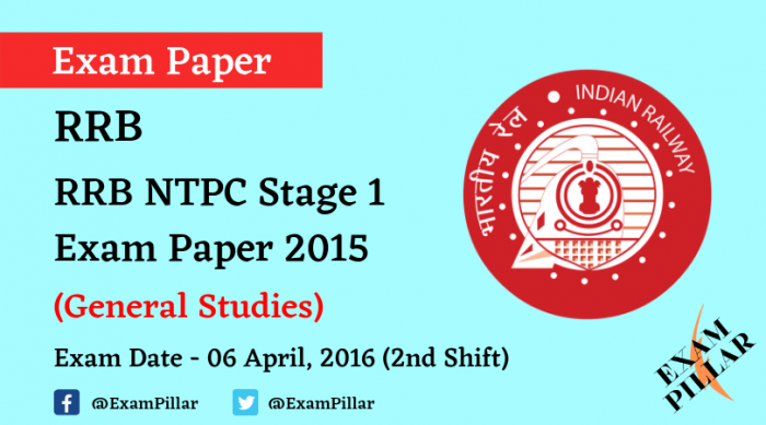 RRB NTPC Stage 1 Exam Paper - 06 April 2016 (2nd Shift)