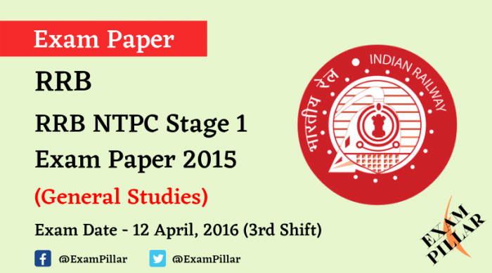 RRB NTPC Tire 1 Exam 2016