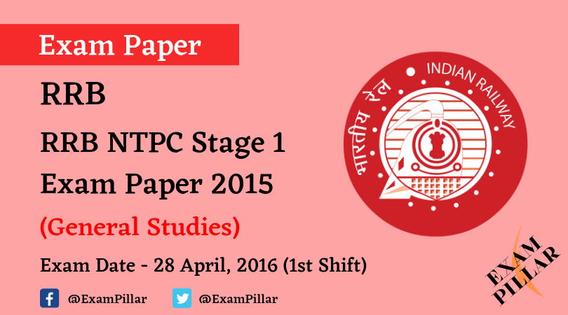 RRB NTPC Stage 1 Exam Paper