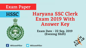 Haryana SSC Clerk Question Paper 22 Sep 2019 Evening (Answer Key)