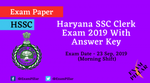 Haryana SSC Clerk Question Paper 23 Sep 2019 Morning (Answer Key)