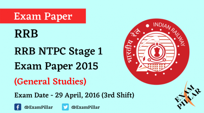 RRB NTPC Stage 1 Exam Paper