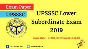 UPSSSC Lower Subordinate Question Paper 01 Oct 2019 (Evening Shift)