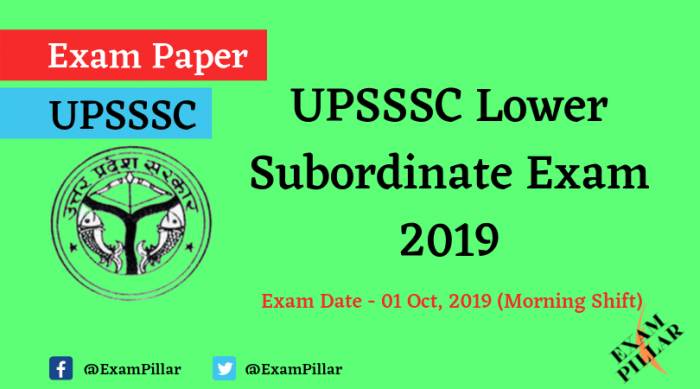 UPSSSC Lower Subordinate Question Paper 01 Oct 2019 (Morning Shift)