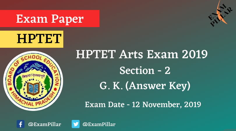 HPTET Arts Exam 2019 (Answer Key)