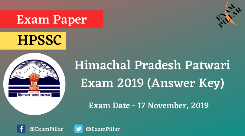 Himachal Pradesh Patwari Exam Paper 2019 (Answer Key)