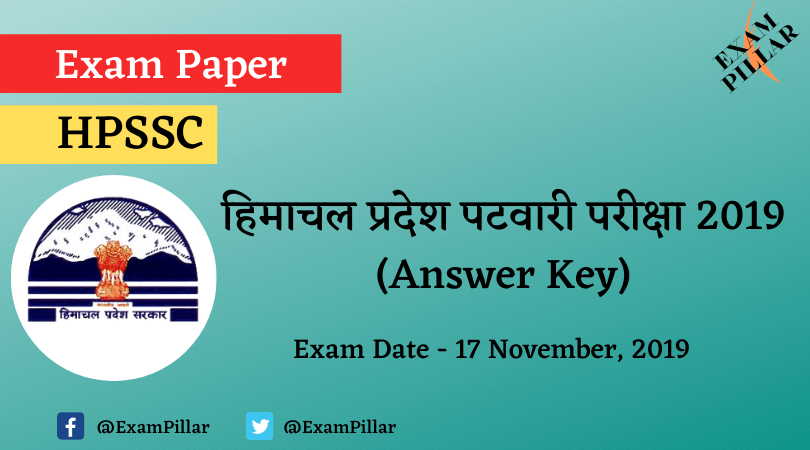 Himachal Pradesh Patwari Exam Paper 2019 (Answer Key)