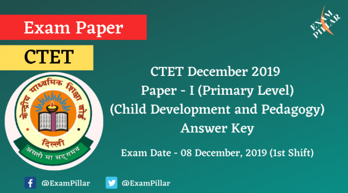 CTET Dec 2019 Paper I Answer Key