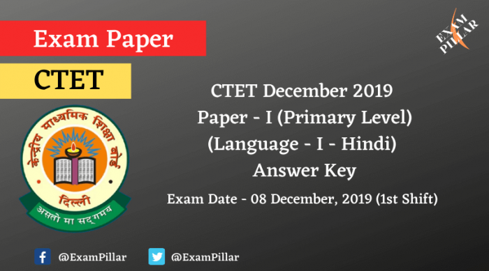 CTET Dec 2019 Paper I Answer Key