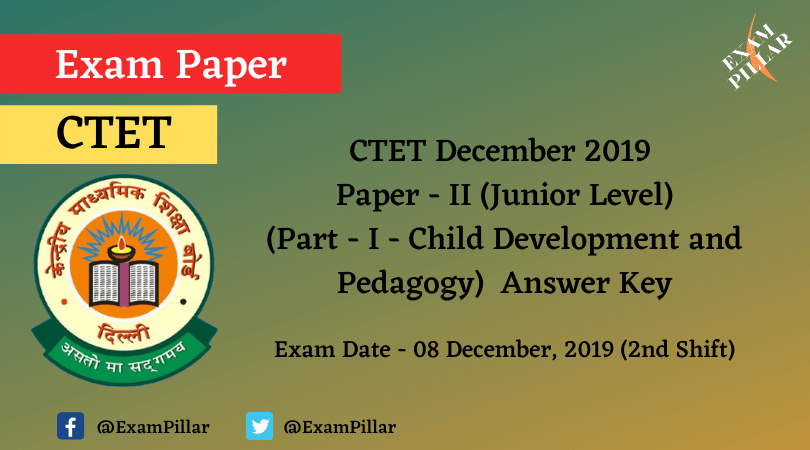 CTET December 2019 – Paper – II (Child Development And Pedagogy ...