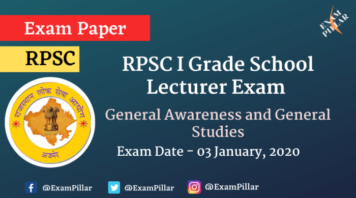 RPSC 1st Grade School Lecturer 2020 (Answer Key)