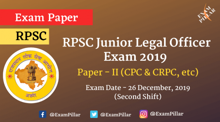 RPSC Junior Legal Officer Exam 2019 Paper - II (Answer Key)