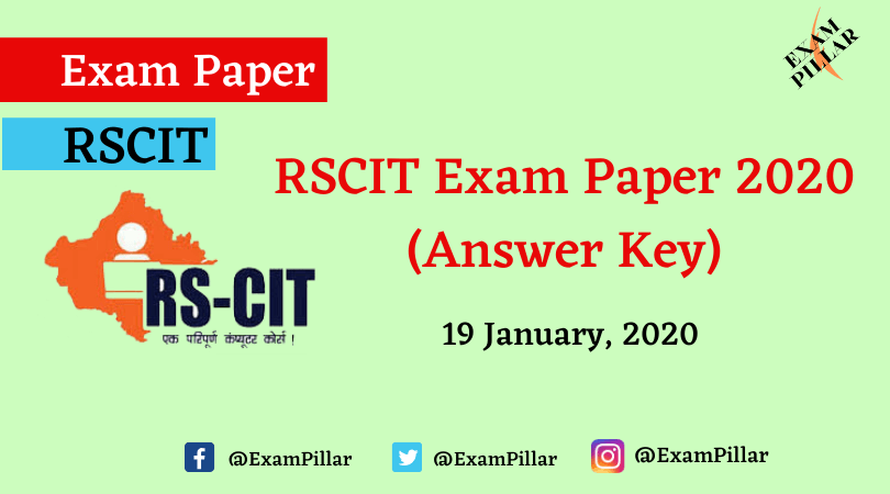 RSCIT Exam Paper 19 January 2020 (Answer Key)