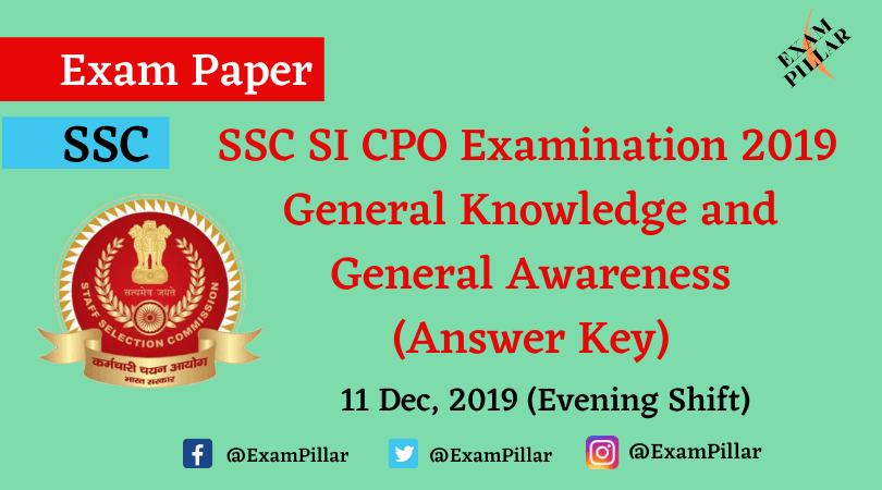 SSC SI CPO Exam 2019 Answer Key