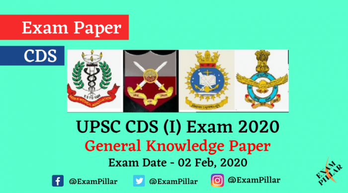 UPSC CDS Exam (I) 2020 - General Knowledge Paper (Answer Key)