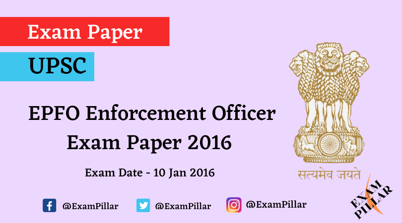 UPSC EPFO (APFC) Exam Paper 2016 (Answer Key)