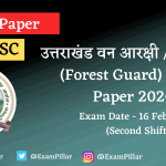 Uttarakhand Forest Guard Exam Paper 2020 Second Shift Answer Key