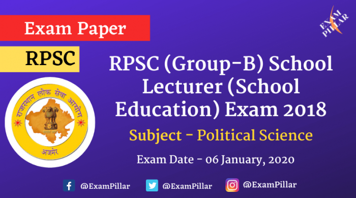 RPSC (Group-B) School Lecturer Answer Key