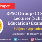 RPSC (Group-C) School Lecturer (School Education) Agriculture Exam Paper 2020 (Answer Key)