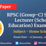 RPSC (Group-C) School Lecturer (School Education) Home Science Exam Paper 2020 (Answer Key)