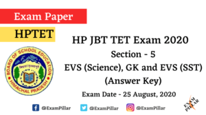 HP JBT TET Exam 2020 – GK and EVS (Answer Key)