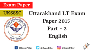 Uttarakhand LT Exam Paper 2015 (English) Answer Key