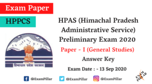 HPAS Preliminary Exam 2020 Paper I (General Studies) Answer Key