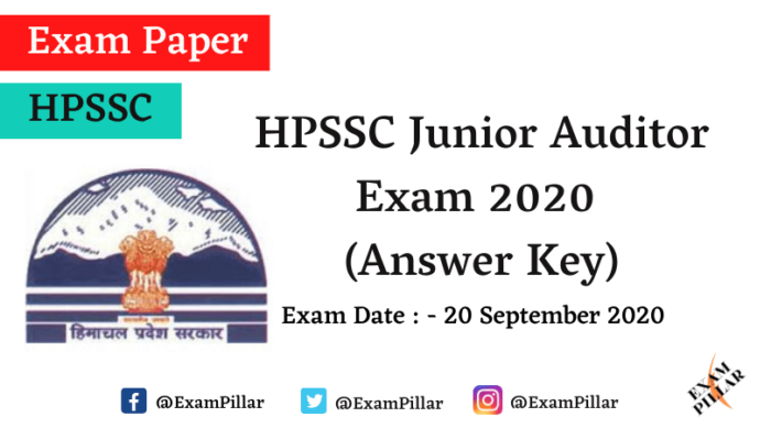 HPSSC Junior Auditor Exam Paper 20 Sep 2020 (Answer Key)