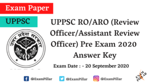 UPPSC RO/ARO Pre 2020 Answer Key