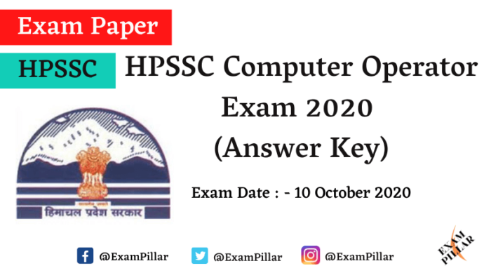 HPSSC Computer Operator Answer Key 2020