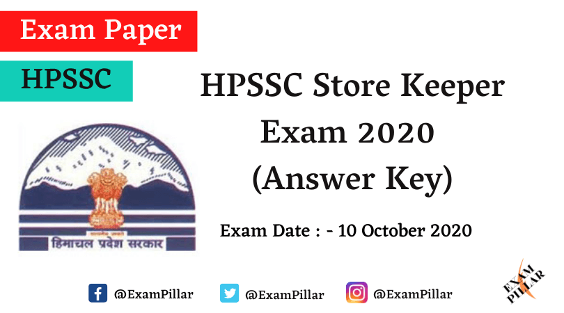 HPSSC Store Keeper Answer Key 2020