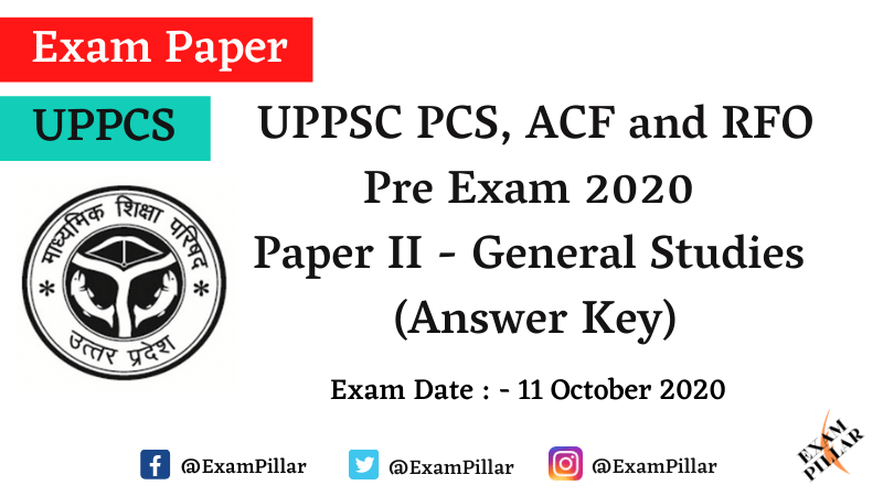 UPPCS Pre Exam 2020 Answer Key