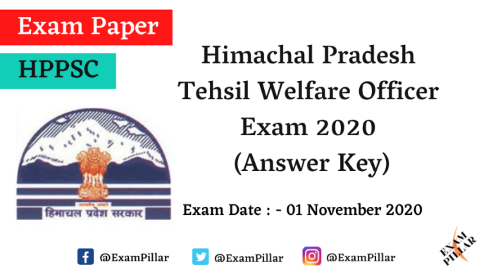 HPPSC Tehsil Welfare Officer Exam 2020 Answer Key