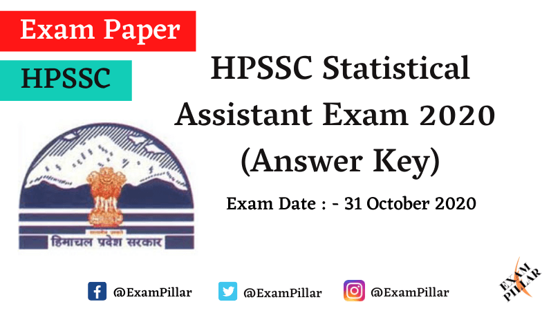 HPSSC Statistical Assistant Exam Paper 2020 Answer Key