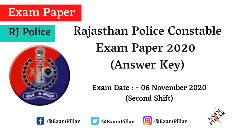 Rajasthan Police Constable Exam Paper 2020 Answer Key