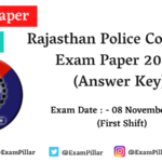 Rajasthan Police Constable Exam Paper 2020 Answer Key