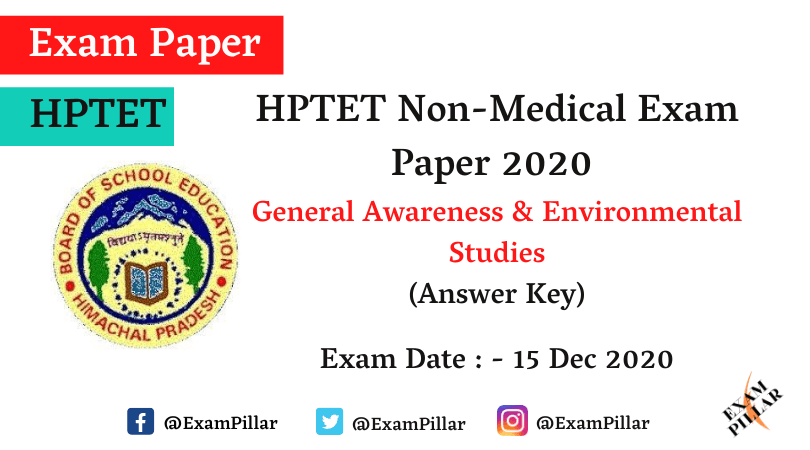 HPTET (Non Medical) Exam 15 De 2020 – GA & EVS (Answer Key)