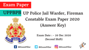 UP Jail Warder Fireman Answer Key 2020