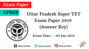 UP Super TET Exam Paper 2019 (Answer Key)