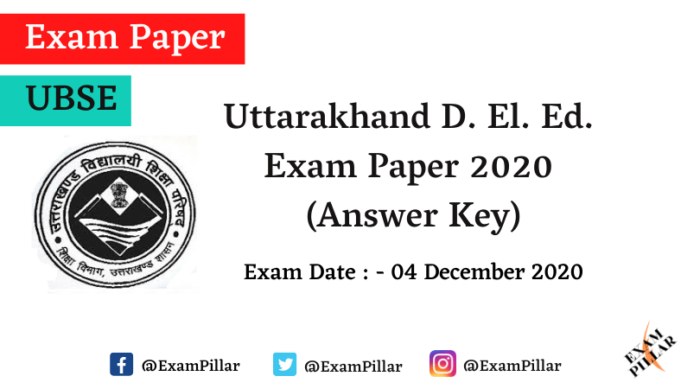 Uttarakhand UBSE D. El. Ed. Exam Paper 2020 (Answer Key)