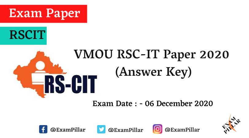 VMOU RSC-IT Exam Paper - 06 Dec 2020 (Answer Key)