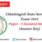 Chhattisgarh PCS Pre Exam 2012 Answer Key